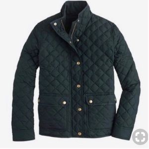 J Crew Women’s L oversized Quilted Jacket Dark Green/Black